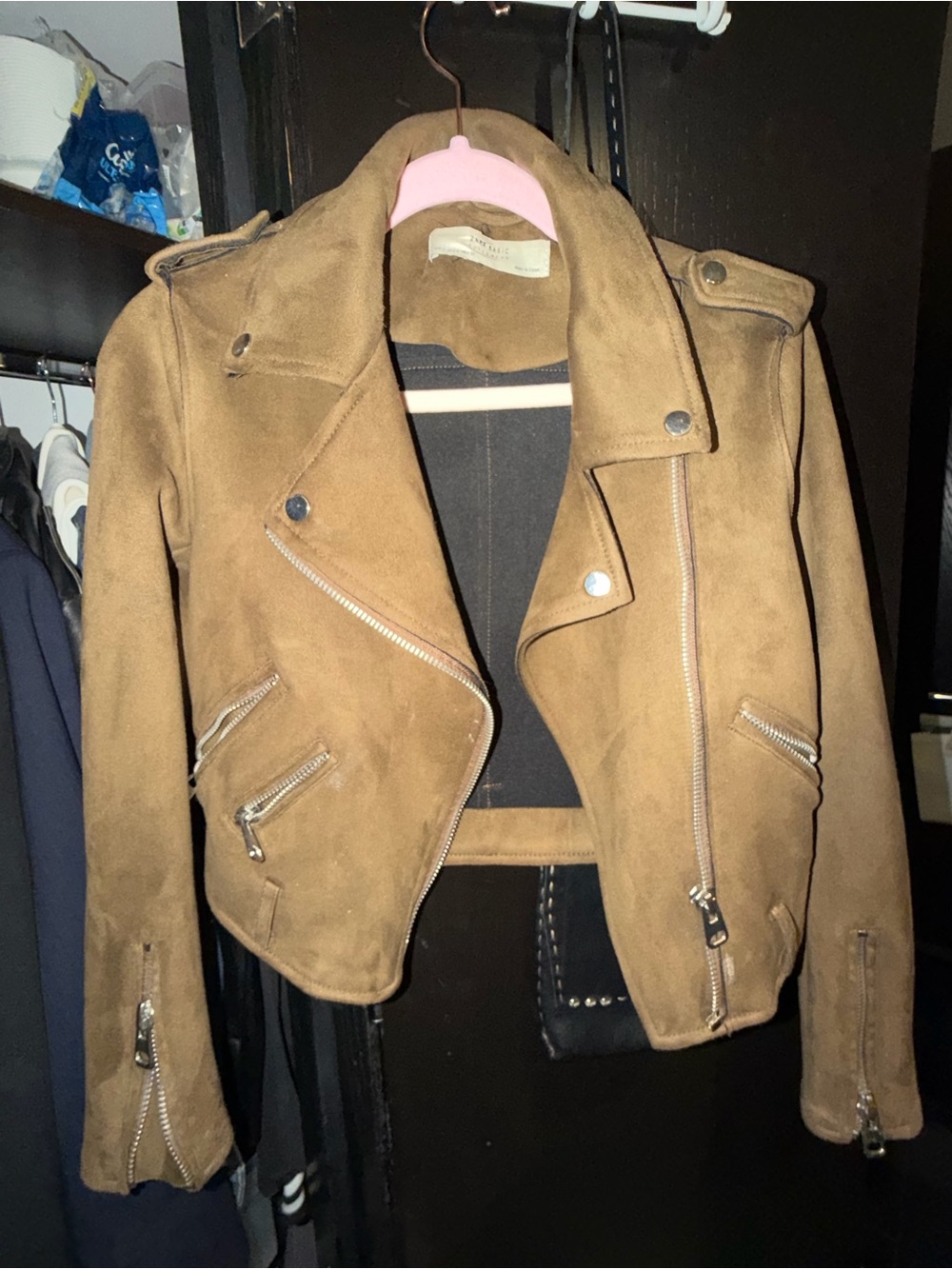 Zara Suede Moto Jacket - Brown size XS